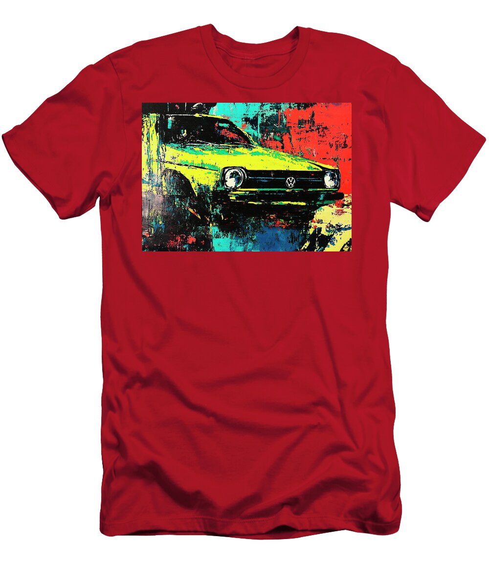 Volkswagen Golf 1974 Germany Hatchback Vibrant Yellow Volkswagen an Abstract Masterpiece Pollard Halle T-Shirt