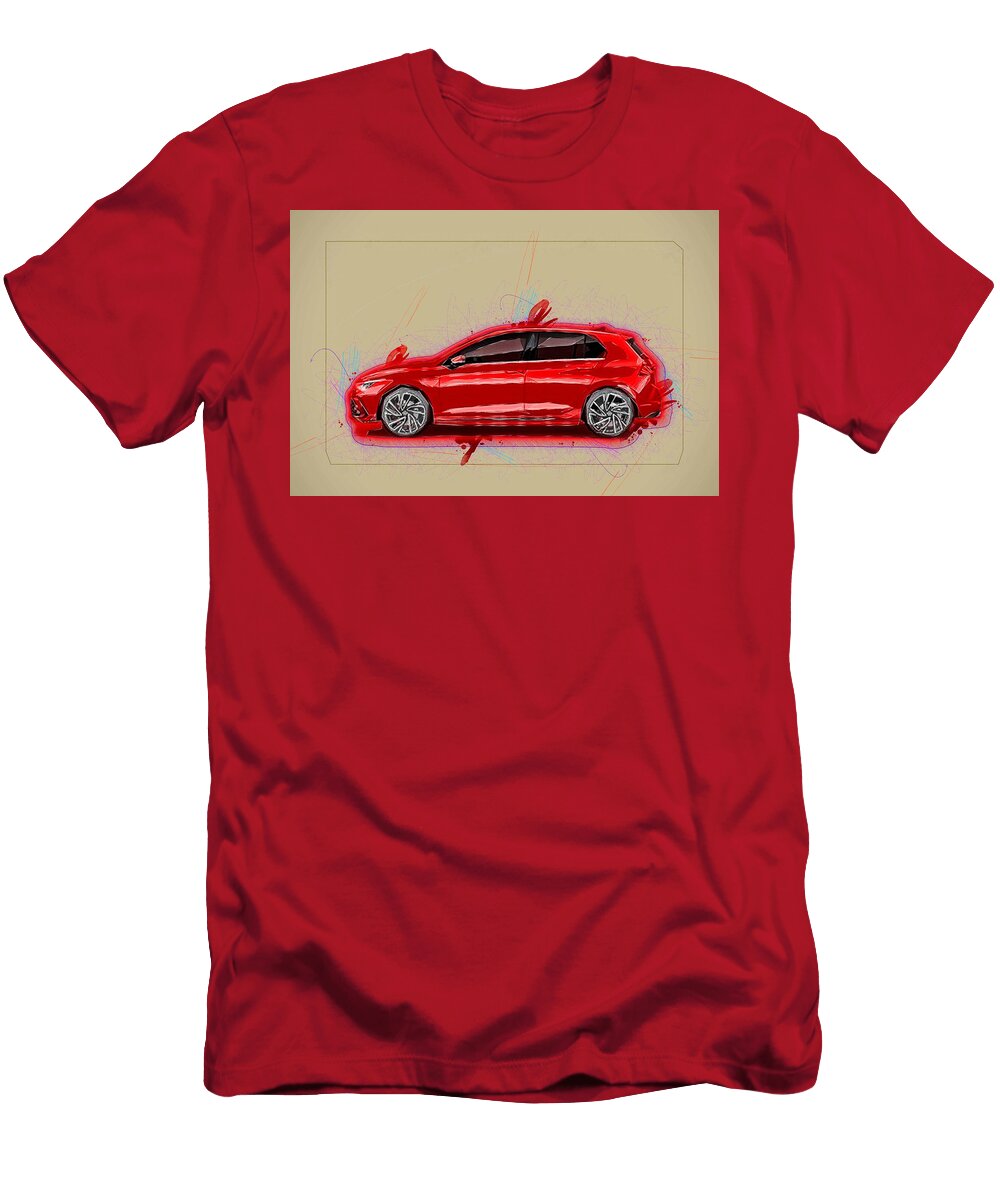 Volkswagen Golf 8 Gti 2021 Exterior Side Red Hatchback New German Cars VW Ola Kunde T-Shirt