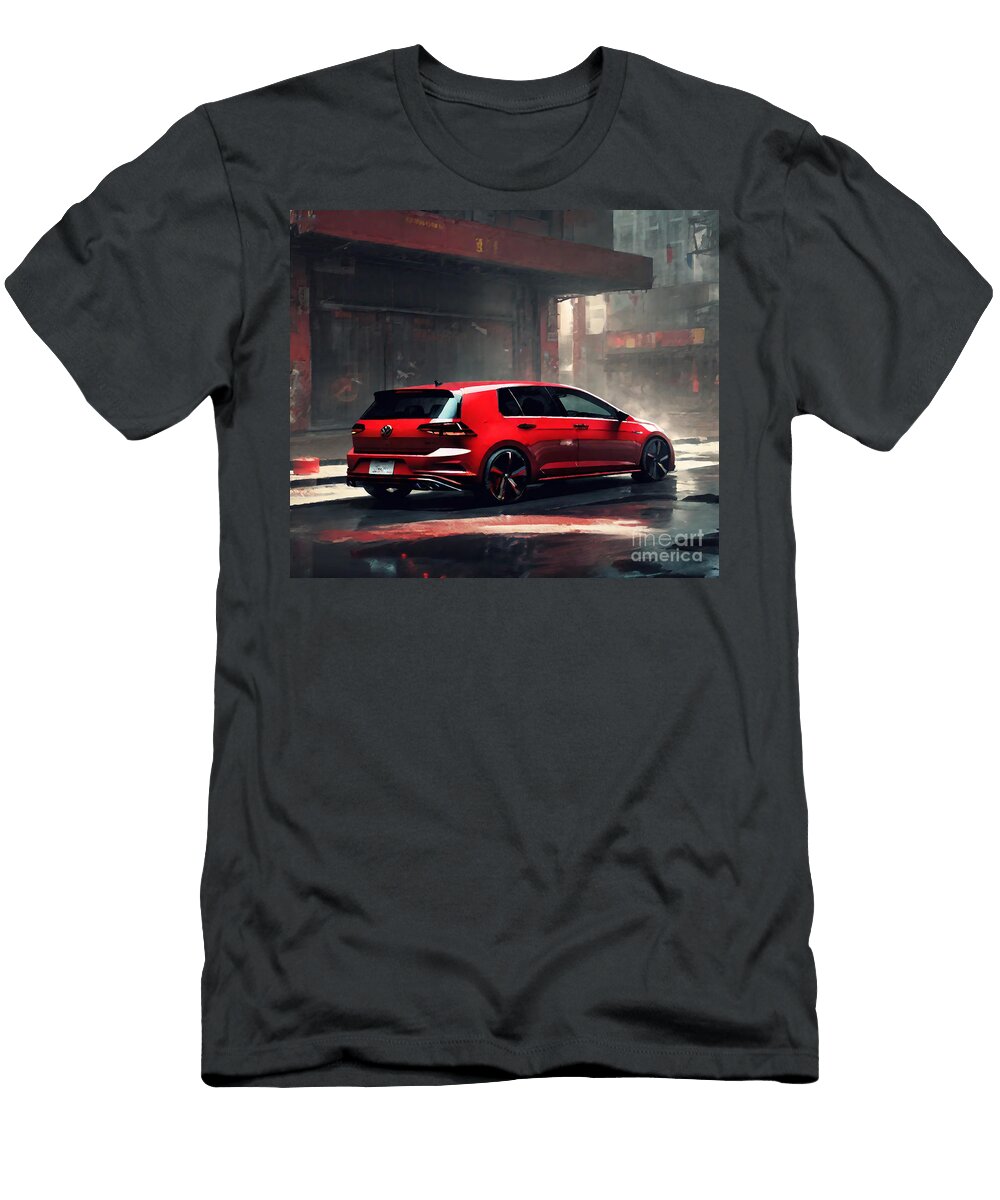 Volkswagen Golf 8 Gti 2021 Exterior Side View Red Hatchback Cortez Schinner T-Shirt