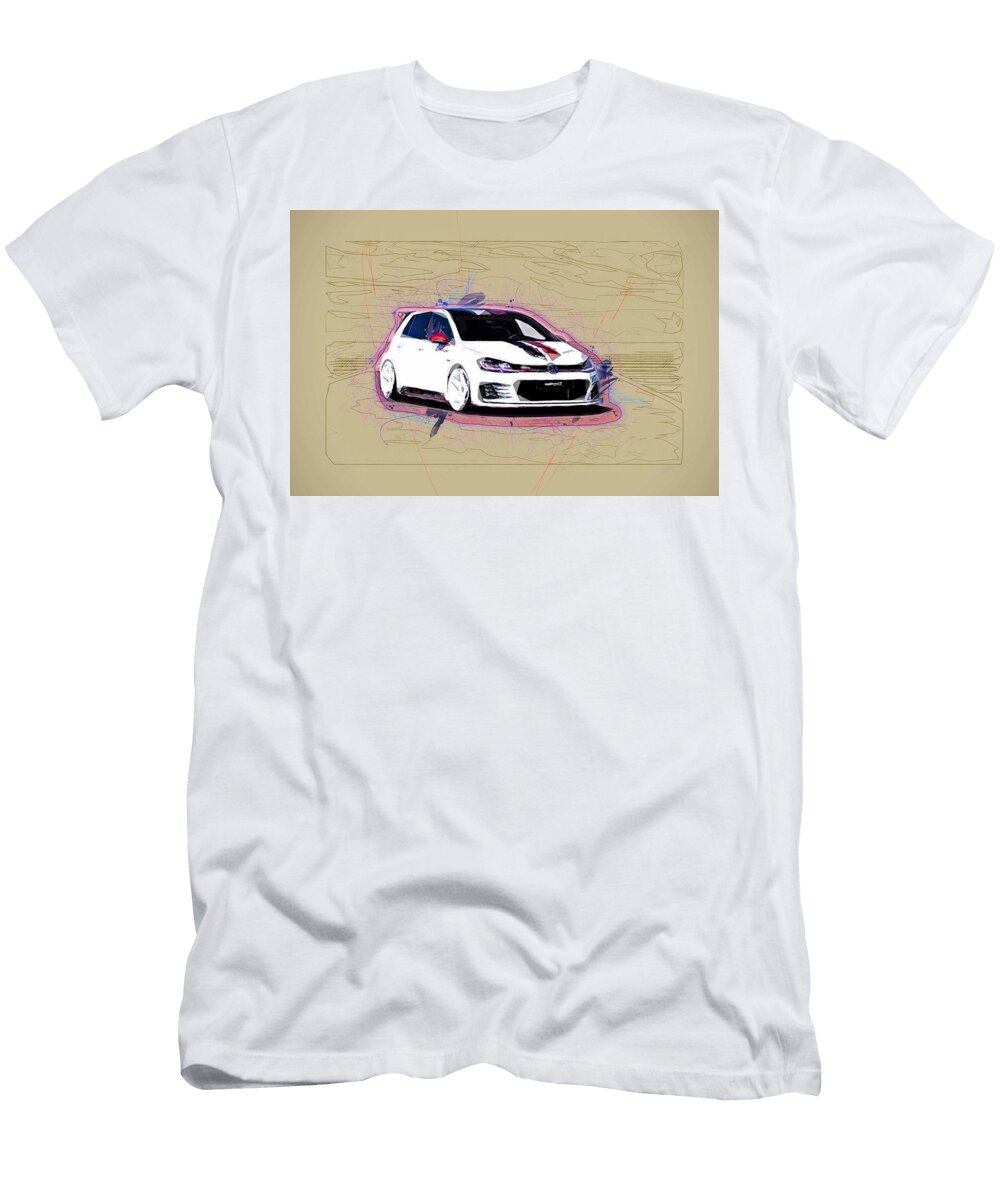 Volkswagen Golf Gti 2018 Tcr White Hatchback Wheels Tuning German Cars Ola Kunde T-Shirt