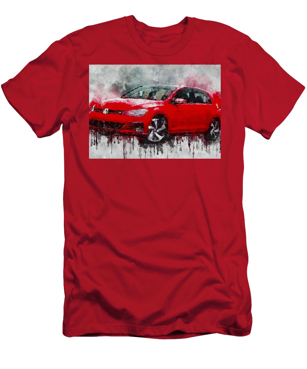 Volkswagen Golf Gti Hatchback Red Marietta Beatty T-Shirt