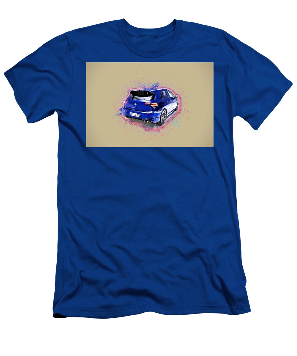 Volkswagen Golf R 2022 Rear Exterior Blue Hatchback New German Cars Ola Kunde T-Shirt