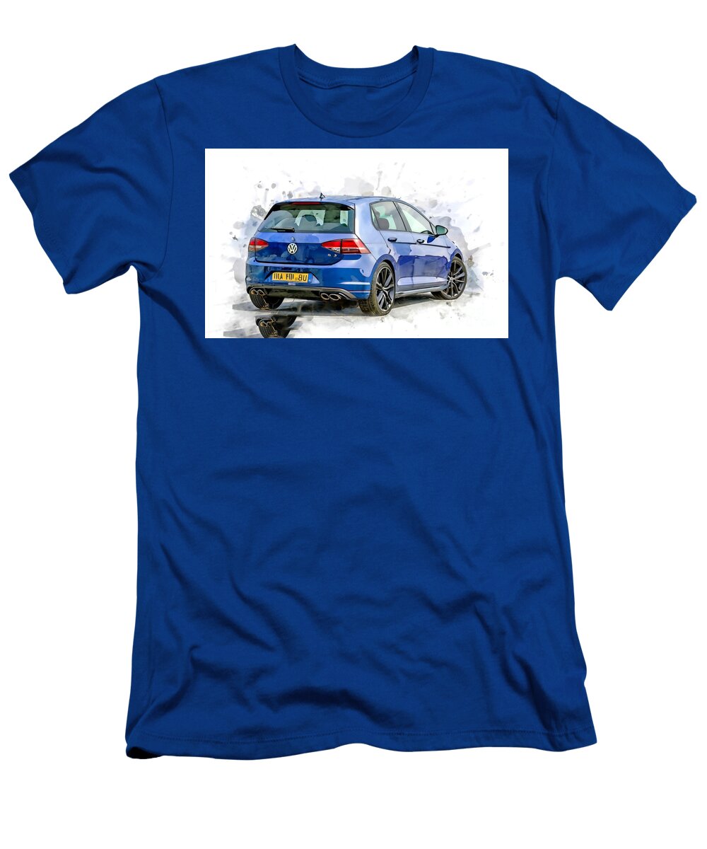 Volkswagen Golf R 2022 Rear View Exterior Blue Hatchback Lowell Harann T-Shirt
