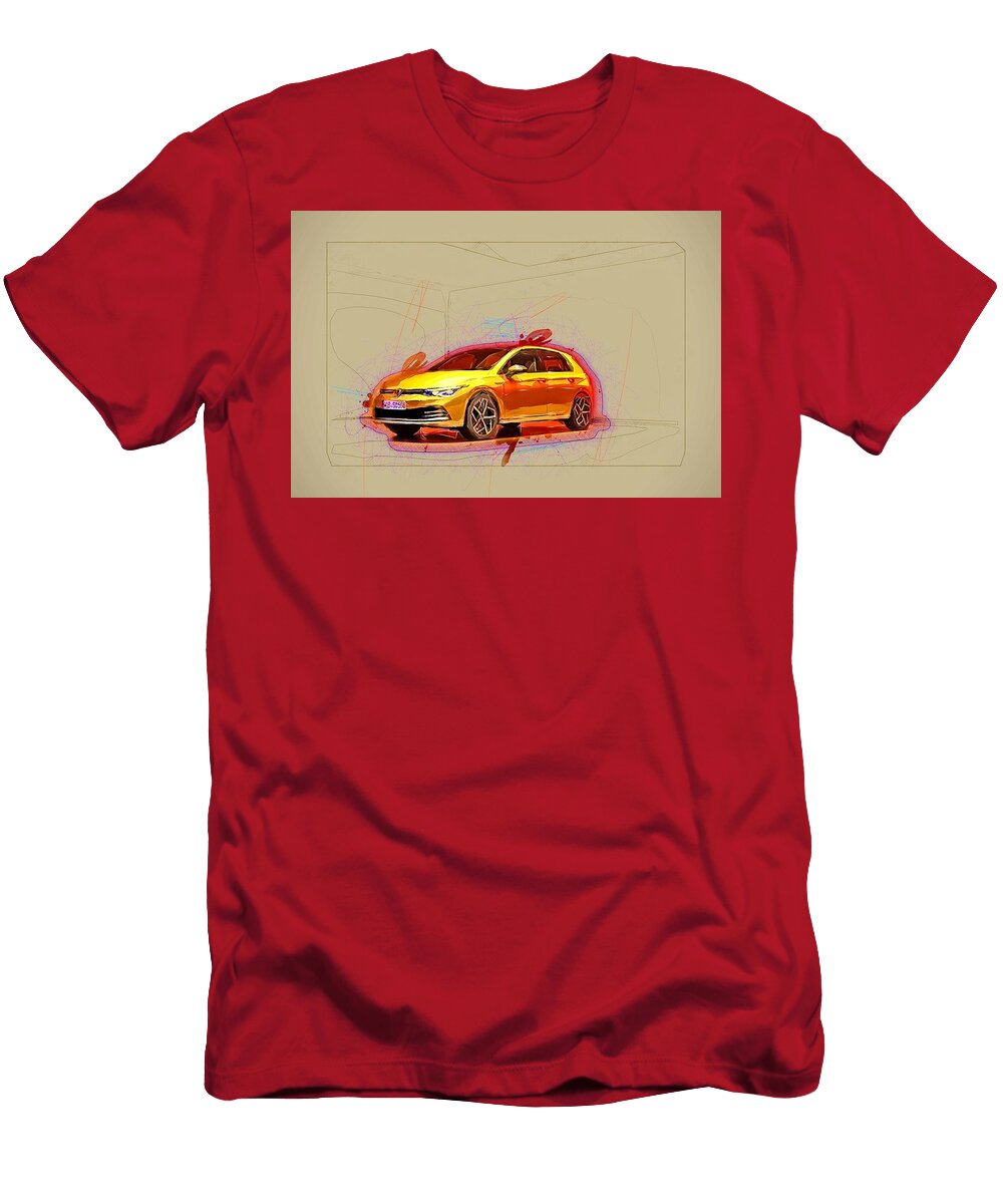 Volkswagen Golf R Line 2020 Exterior Yellow Hatchback New German Cars Ola Kunde T-Shirt