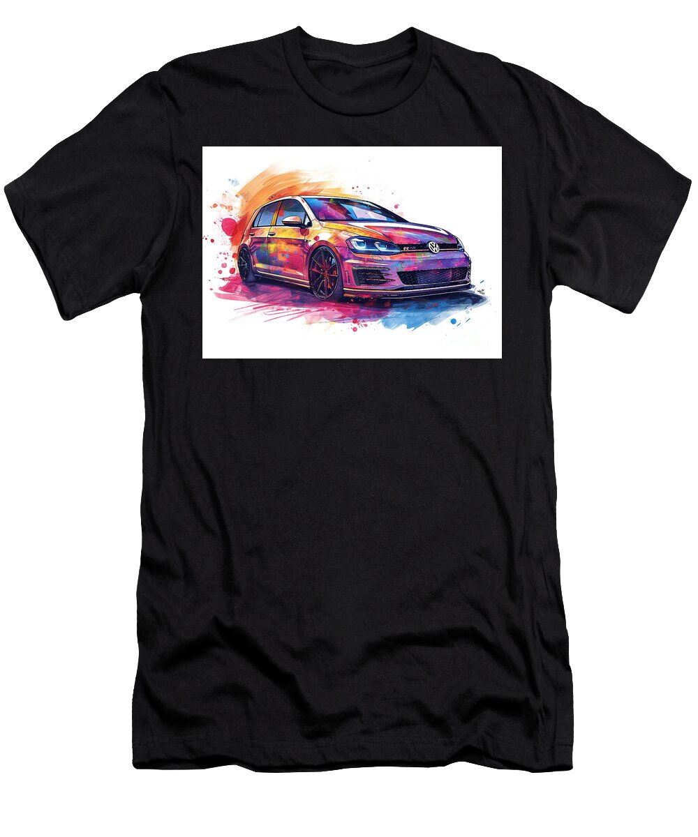 Volkswagen Golf R Watercolor Abstract Vehicle Clark Leffler T-Shirt