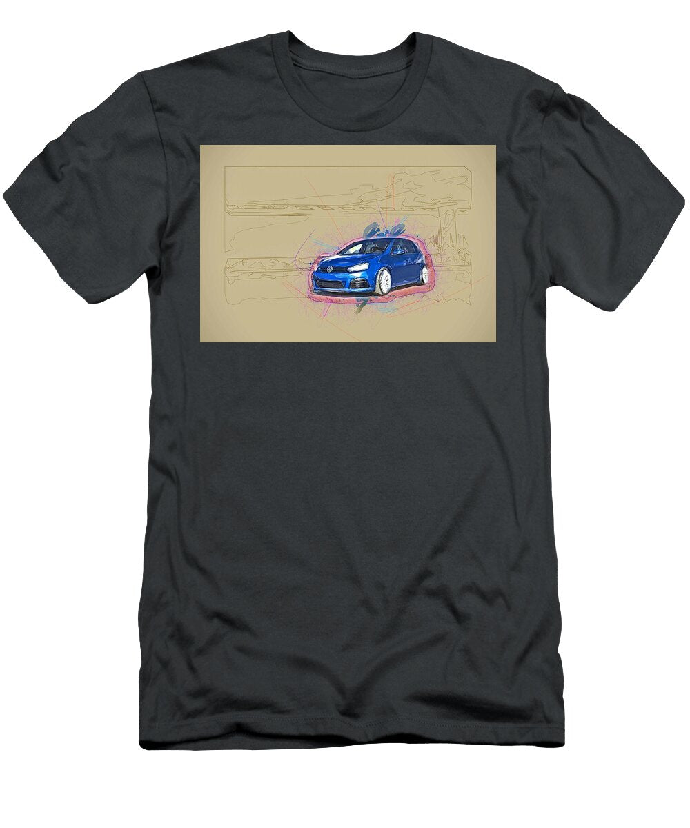 Volkswagen Golf R32 Blue Hatchback Tuning German Cars Silver Wheels Iv Ola Kunde T-Shirt