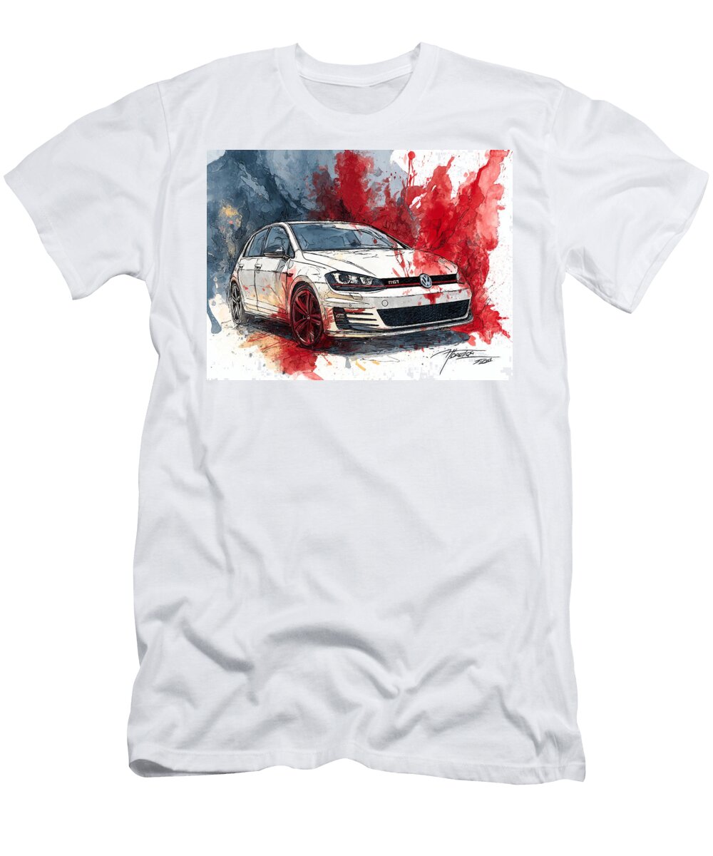 Volkswagen Gti Explosive Colors Volkswagen Golf Gti 2015 Hatchback Car Artwork Abstract Design Abstr Hollie Love T-Shirt