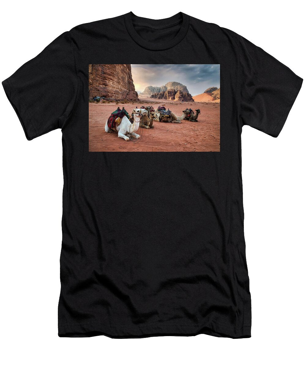 Wadi Rum Desert Camels Natasha Bishop T-Shirt