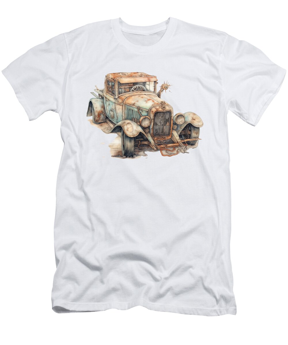 Watercolor 210 Steampunk Jalopy Coupe Mad Paperairplanes T-Shirt