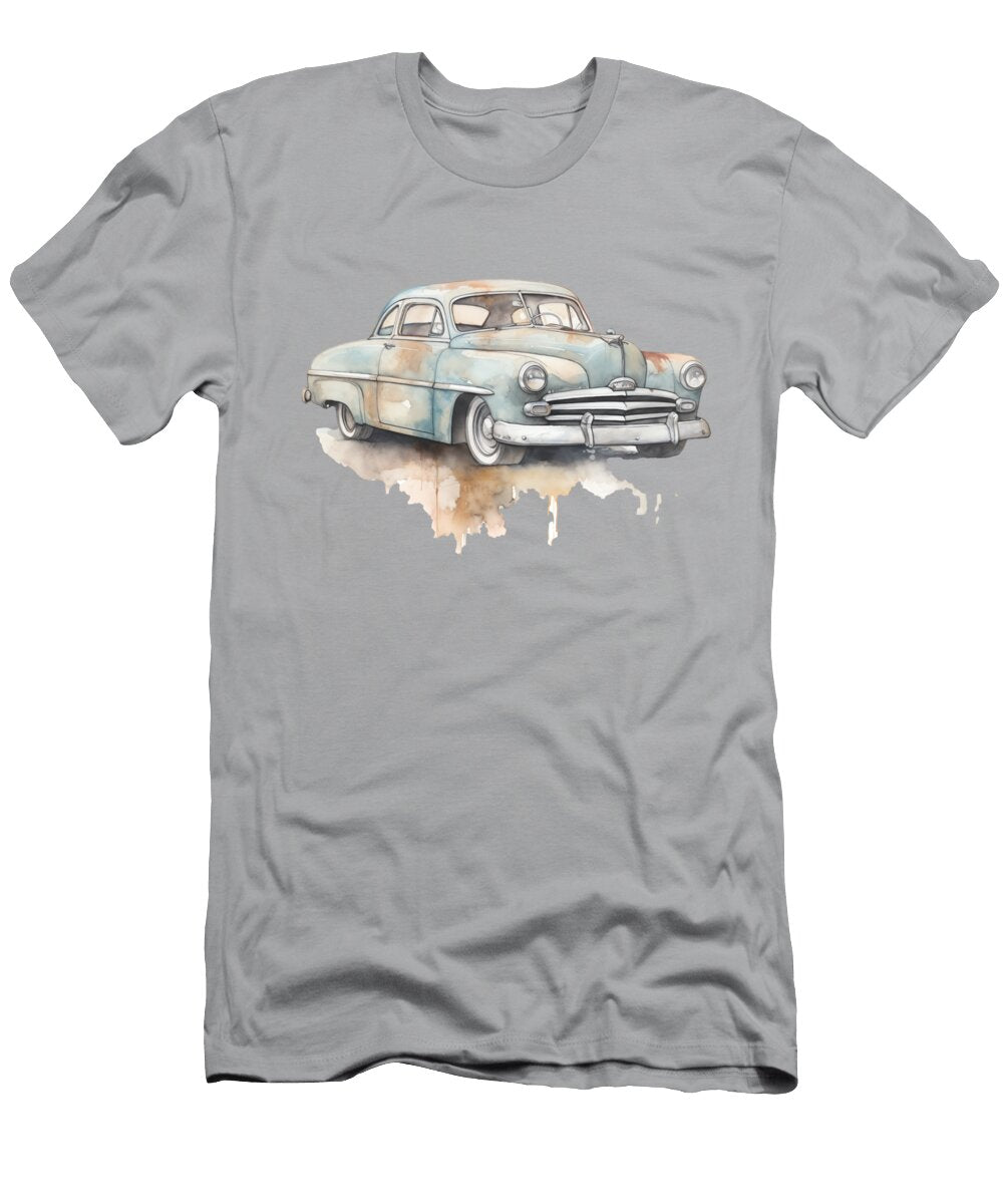 Watercolor 50s Pale Blue Coupe Peter Lopez T-Shirt
