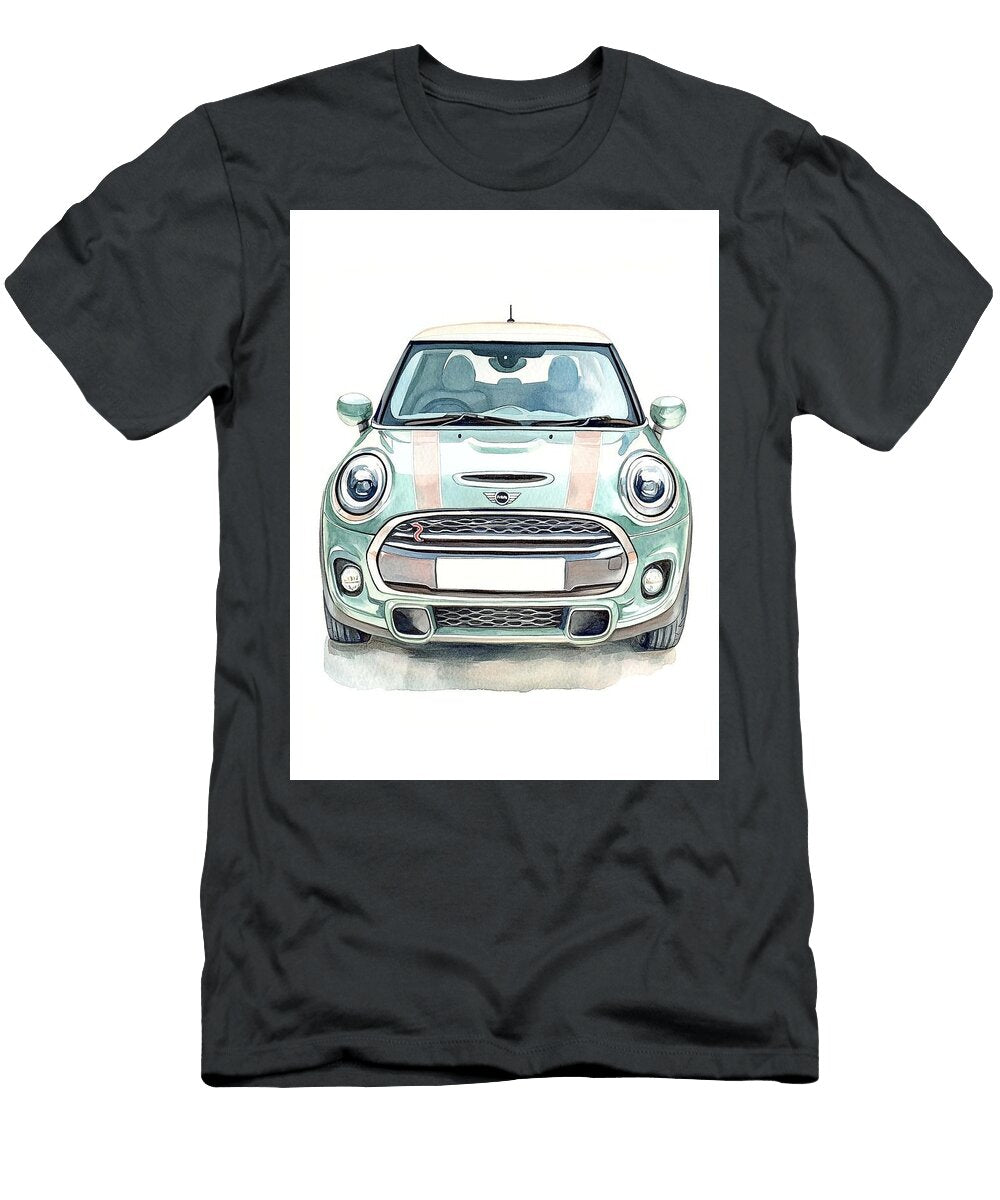 Watercolor Miniature Car a Mini Cooper S 2021 Green Hatchback Compact British Detailed Artistic Vehi Henry George T-Shirt