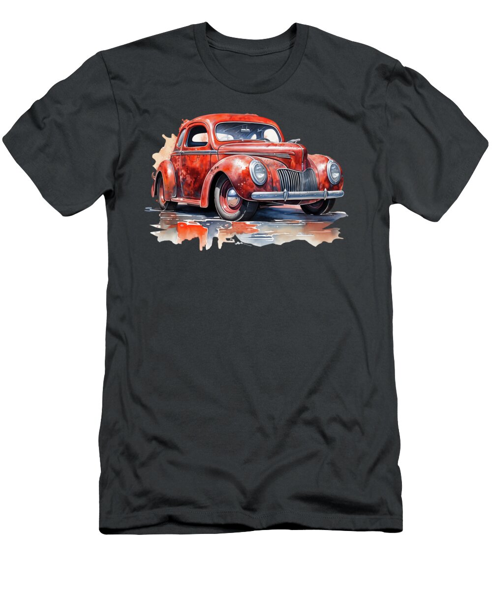 Watercolor of 1940 Coupe in Red Mad Paperairplanes T-Shirt