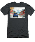Watercolor Painting of a Blue Chevrolet Cruze Hatchback Car on a Mountain Road in Japan Kyran Estrada T-Shirt