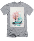 Watercolor Painting of a Blue Sports Honda Civic Hatchback Car with Trees Kari Goldfalse T-Shirt
