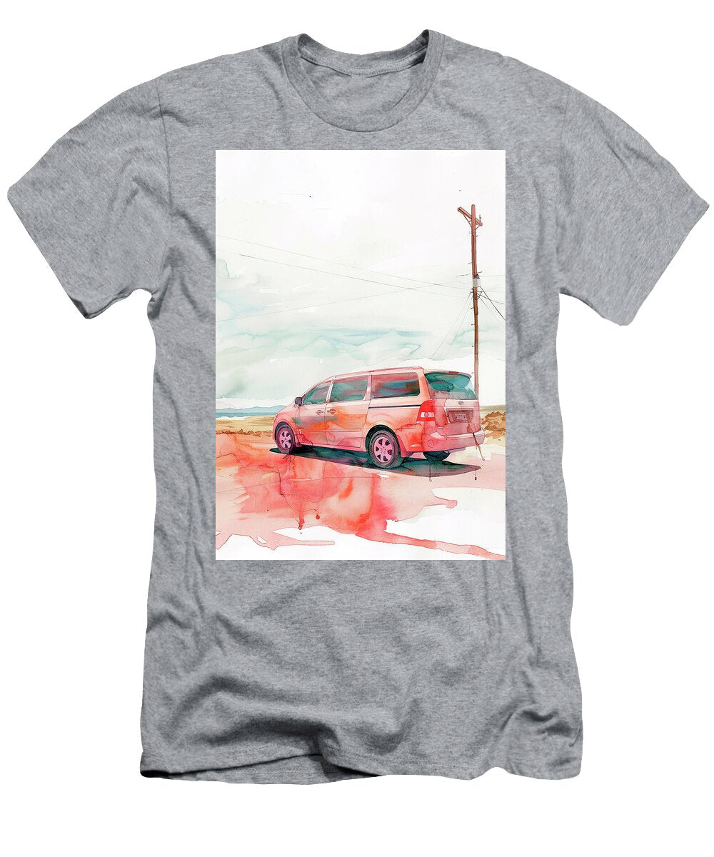 Watercolor Painting of a Minivan Parked By the Beach Kari Goldfalse T-Shirt