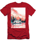 Watercolor Painting of a Minivan Reflected in a Lake with a Mountain Landscape Kari Goldfalse T-Shirt