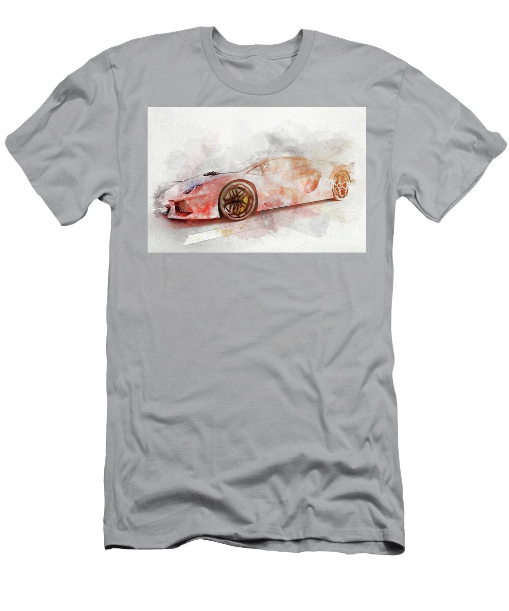 Watercolor Painting of Modern Red Sports Car Michal Bednarek T-Shirt