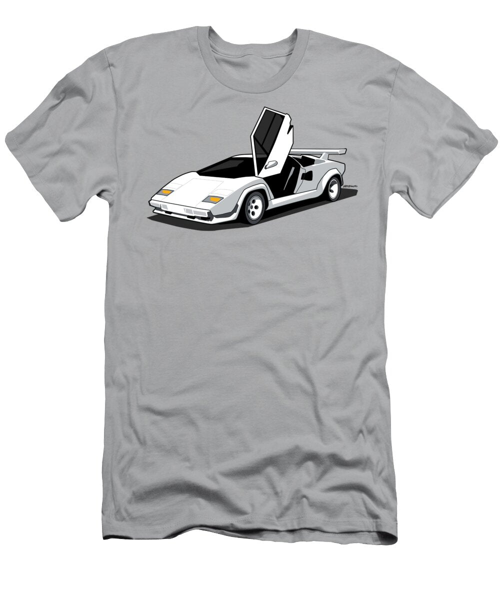 White Lamborghini Countach Monkey Crisis on Mars T-Shirt