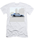 White Lowrider Car Blue Graphics Classic Custom Lowered Vehicle Street Culture Cathy Anderson T-Shirt