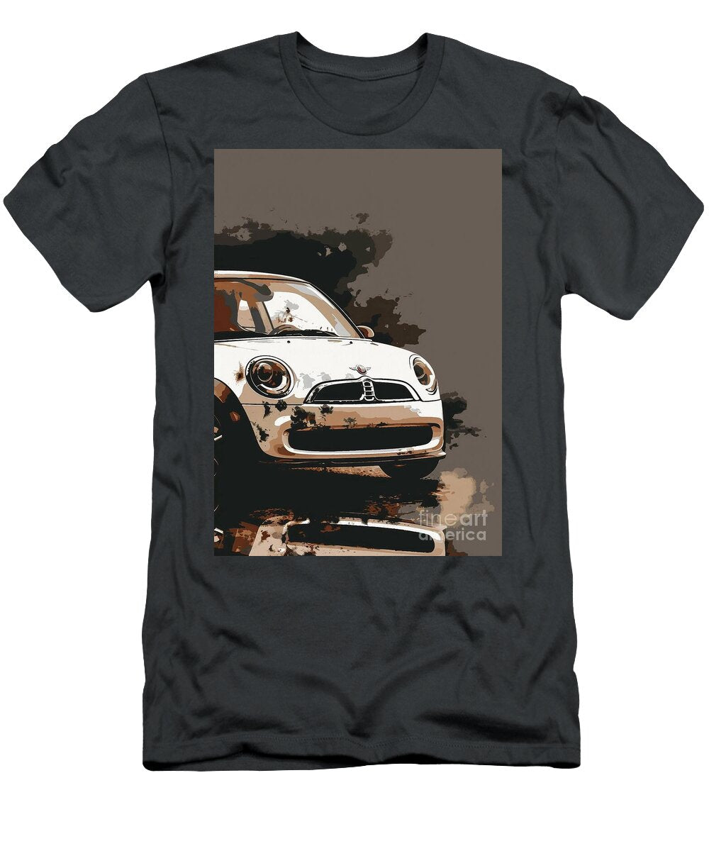 White Mini Cooper Front View Classic Car Photography Destiney Sullivan T-Shirt