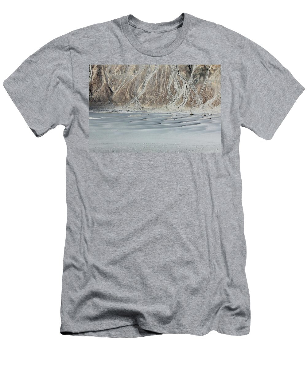Winding Desert Lines Body of Water Beside Mountain Nubra Valley Hunder India Julien T-Shirt