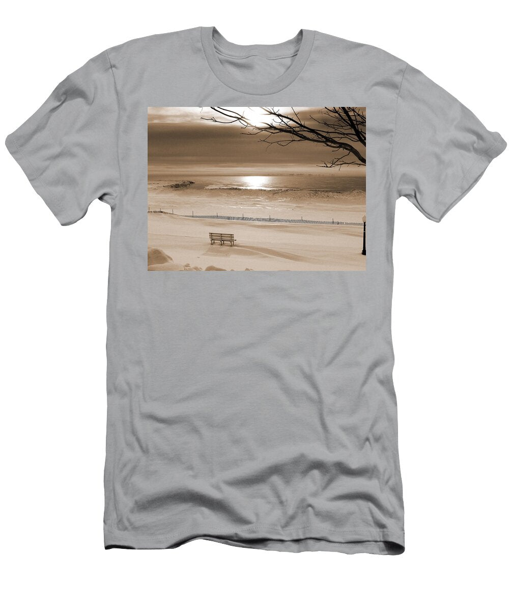 Winter Beach Morning Sepia Bill Pevlor T-Shirt