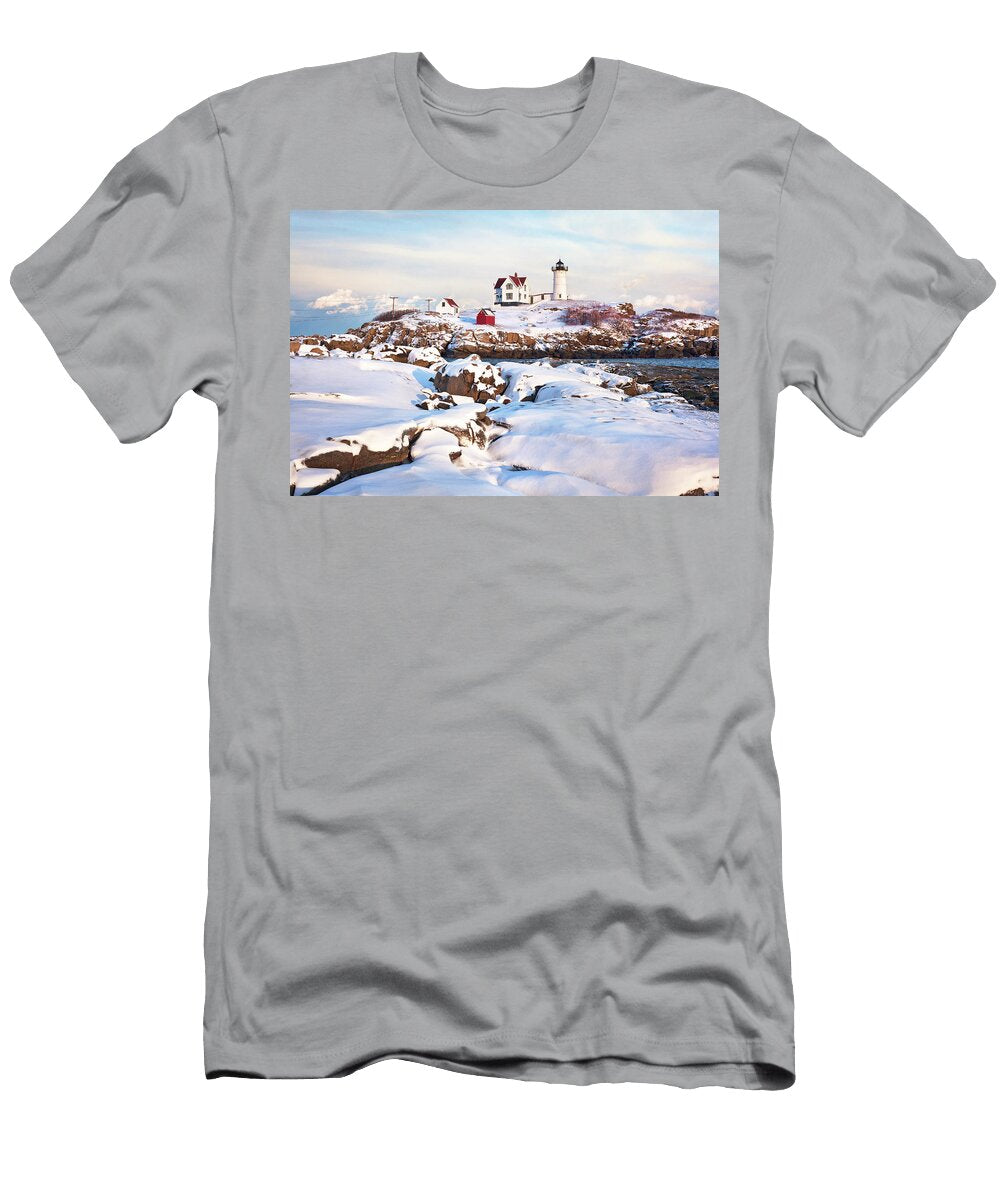 Winter Evening At Nubble Lighthouse Eric Gendron T-Shirt