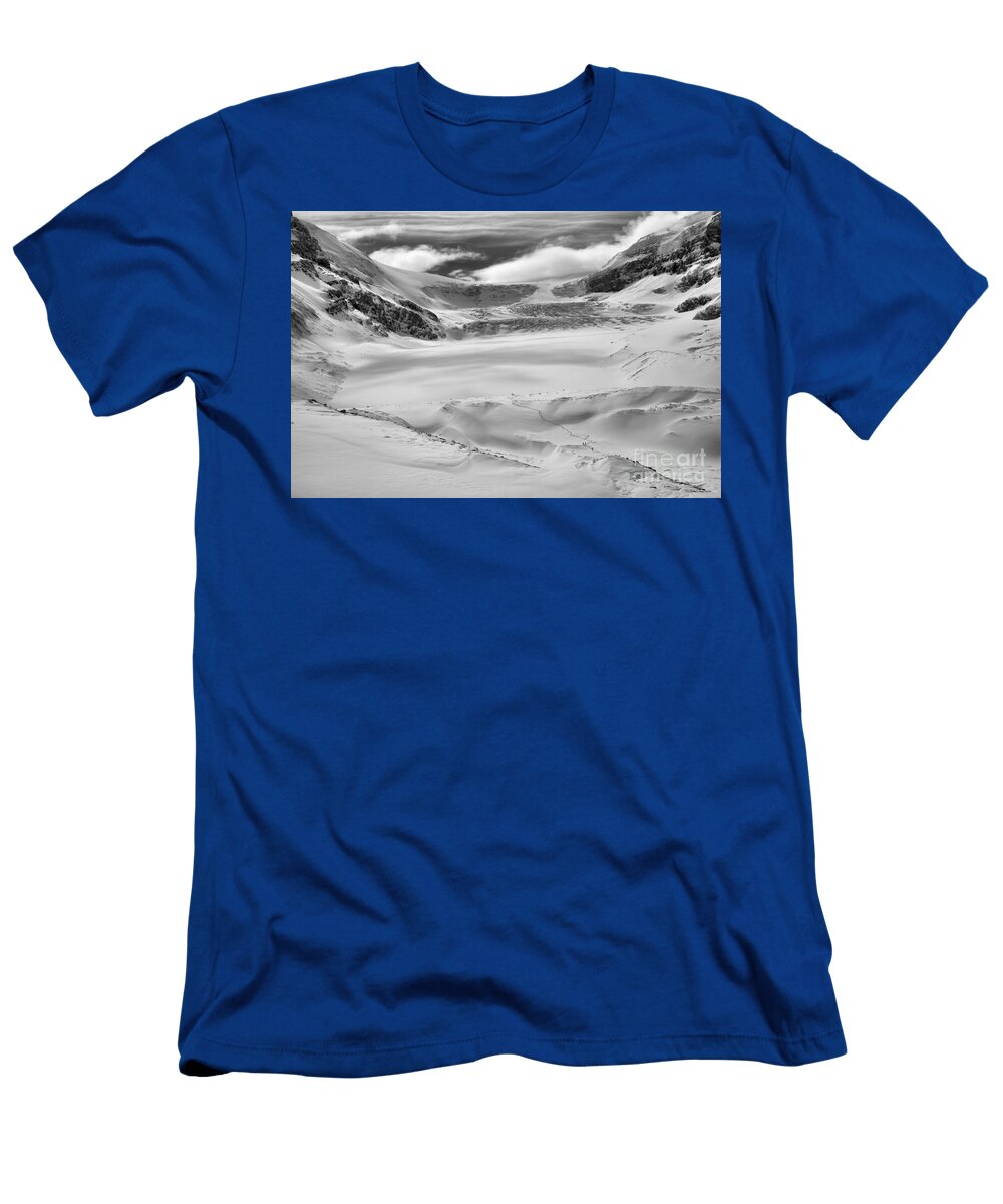 Winter Wonderland At the Athabasca Glacier Black and White Adam Jewell T-Shirt