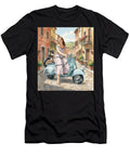 Woman on Vintage Scooter in Quaint Street Trikao Hanmontri T-Shirt