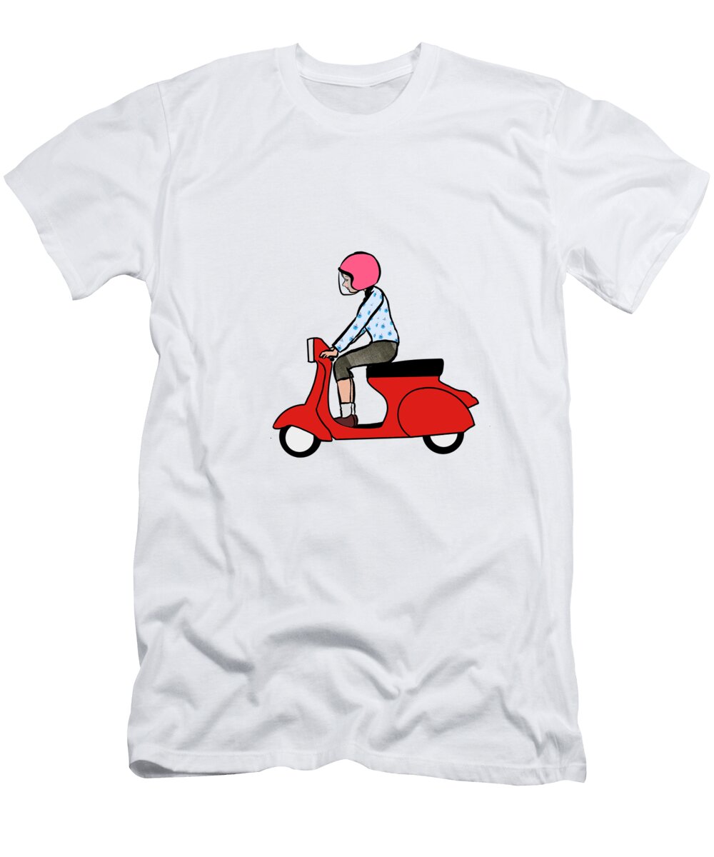 Woman Riding Scooter Tilixia Summer T-Shirt