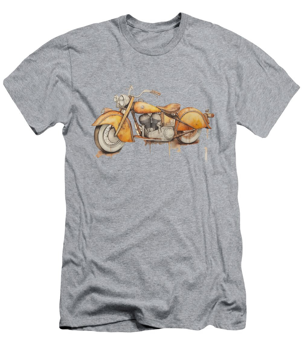 Yellow 1927 Indian Scout Motorcycle Watercolor 287 Mad Paperairplanes T-Shirt