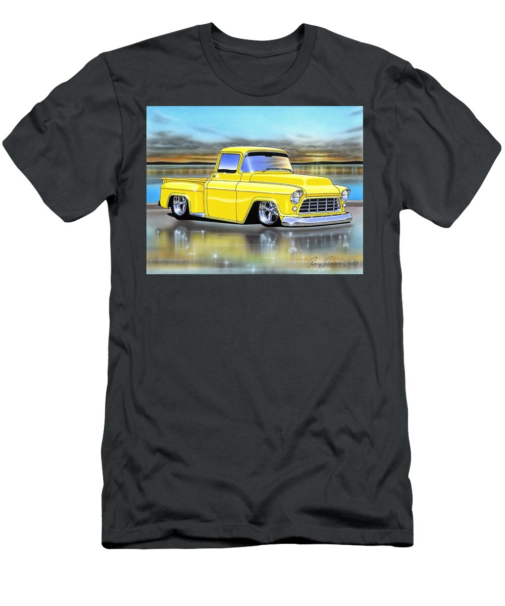Yellow 55 Chevy 3100 Stepside Parry Johnson T-Shirt