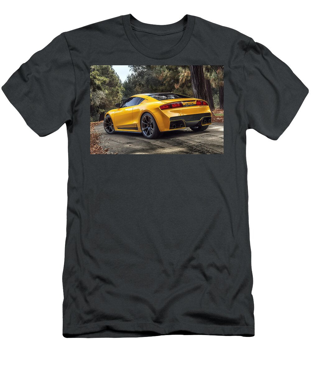 Yellow Sports Car in Forest Evie Carrier T-Shirt