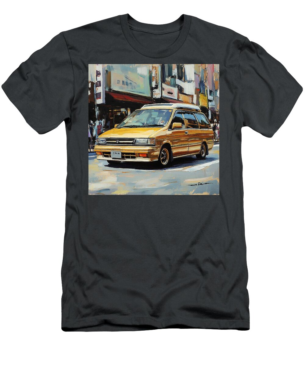 Yellow Van in Urban Scene Street Art Urban Scene Toyota Estima 1990 Japan Minivan Jdm Car Vintage Go Grayson Sheppard T-Shirt
