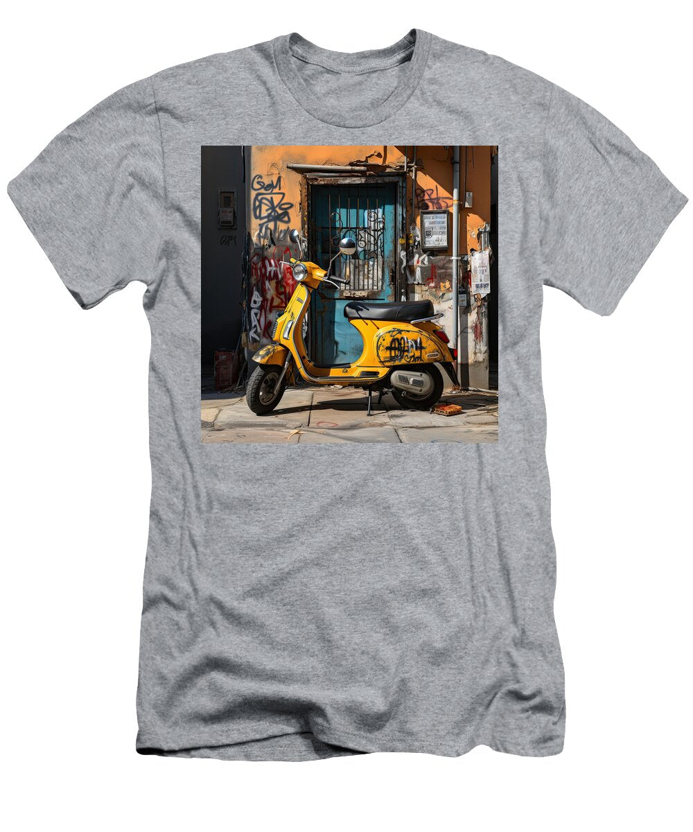 Yellow Vespa Italian Scooter N009 Edit Voros T-Shirt