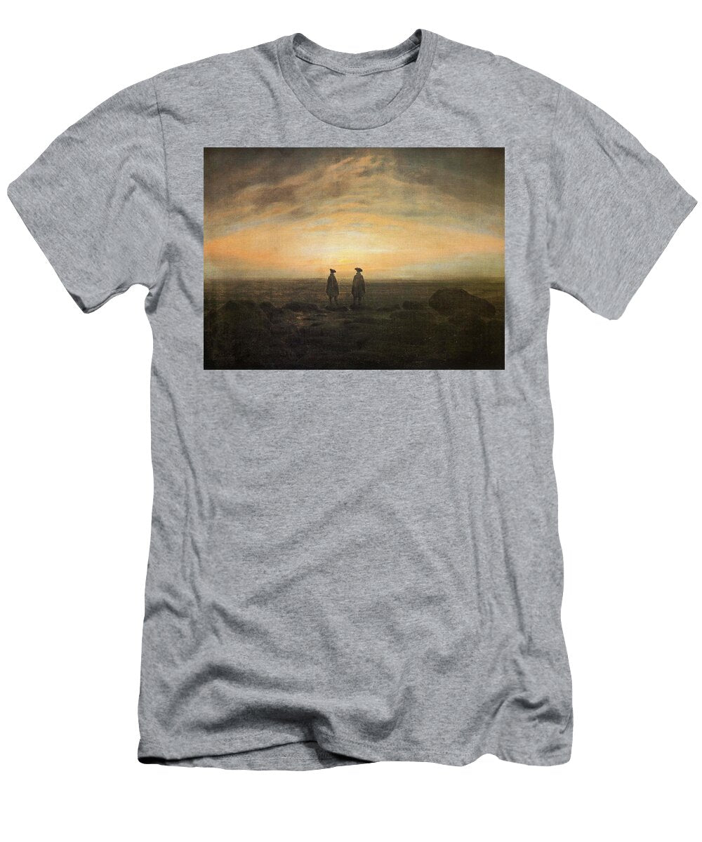Zwei Manner Am Meer Bei Mondaufgang Zwei Manner Am Meer Bei Sonnenuntergang 1817 By Caspar David Fr Artistic Rifki T-Shirt